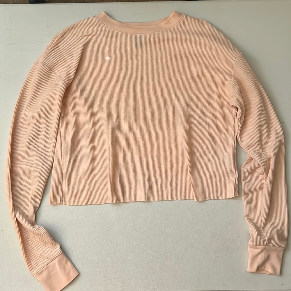 light pink waffle crop tee